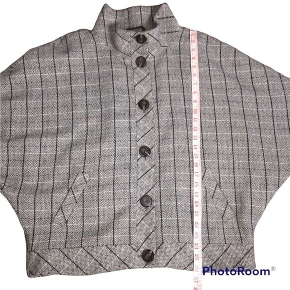 Halogen Tweed Batwing Wool Blend Jacket Tweed Sz XL Oversized Caplet - Picture 4 of 14